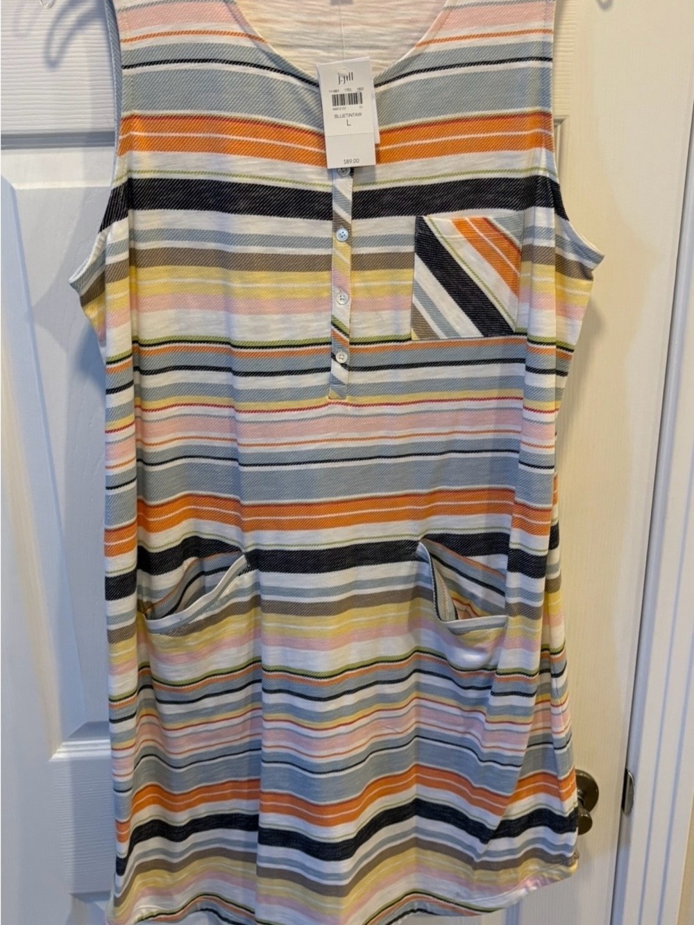 J. Jill Striped Sleeveless Midi Dress in Multi Pastels